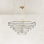 Clear glass chandelier detail.