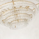 Clear glass chandelier detail.