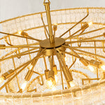 Clear glass chandelier detail.