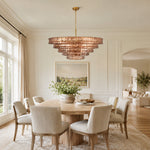 Amber glass chandelier room scene.
