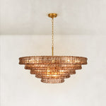 Large Sculpted Glass Drum Chandelier in Smoke Glass - material detail