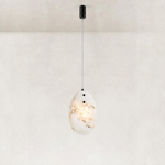 Layered Ivory Marble Disc Pendant 13.8" in Black finish shown in full against a neutral background