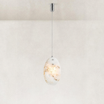 Layered Ivory Marble Disc Pendant 13.8" in Chrome finish shown in full against a neutral background