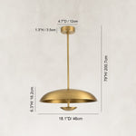 Layered Metal Disc Pendant in Aged Brass - dimension diagram