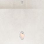 Layered White Marble Disc Pendant 13.8" in Chrome finish shown in full against a neutral background