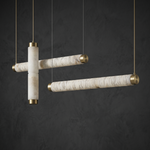 Linea Modern Brass Linear Pendant Light by Dalmivik, complete fixture view