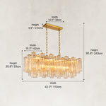Dimensions of the linear tiered glass chandelier