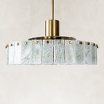 Product detail of Low-Profile Marble Drum Pendant against a neutral background
