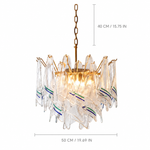 Maris Veil Clear Textured Glass Chandelier dimension and specification diagram