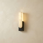 Sculpted Form U-Curve Alabaster Wall Sconce by Dalmivik, complete fixture view