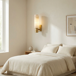 Pillar Light Tall Column Alabaster Brass Wall Sconce by Dalmivik, product or room detail view