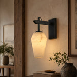 Bullet Shade Teardrop Alabaster Wall Sconce by Dalmivik, product or room detail view