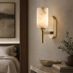 Cylinder Arm Single Goblet Alabaster Brass Wall Sconce by Dalmivik, product or room detail view