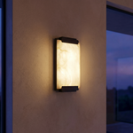 Framed Slab Corner Bracket Alabaster Wall Sconce by Dalmivik, complete fixture view