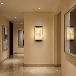 Framed Slab Corner Bracket Alabaster Wall Sconce by Dalmivik, product or room detail view