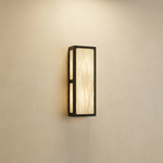 Lantern Box Tall Pillar Alabaster Wall Sconce by Dalmivik, complete fixture view