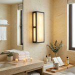 Lantern Box Tall Pillar Alabaster Wall Sconce by Dalmivik, product or room detail view