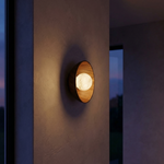 Bosco Wood Carved Bowl Alabaster Wall Sconce by Dalmivik, product or room detail view