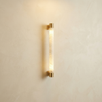 Pillar Light Slim Rod Alabaster Column Wall Sconce by Dalmivik, complete fixture view