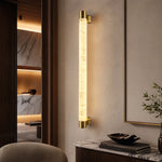 Pillar Light Slim Rod Alabaster Column Wall Sconce by Dalmivik, complete fixture view