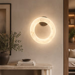 Halo Ring Glowing Ring Alabaster Wall Sconce by Dalmivik, product or room detail view