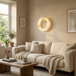 Halo Ring Glowing Ring Alabaster Wall Sconce by Dalmivik, product or room detail view