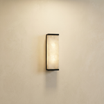 Lantern Box Minimal Alabaster Panel Wall Sconce by Dalmivik, complete fixture view