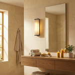 Lantern Box Minimal Alabaster Panel Wall Sconce by Dalmivik, product or room detail view