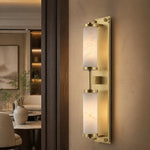 Cylinder Arm Tall Stacked Alabaster Brass Wall Sconce by Dalmivik, product or room detail view
