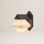 Geo Crystal Diamond Facet Alabaster Wall Sconce by Dalmivik, complete fixture view