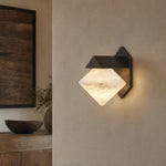 Geo Crystal Diamond Facet Alabaster Wall Sconce by Dalmivik, product or room detail view