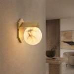 Geo Crystal Orb & Wedge Alabaster Wall Sconce by Dalmivik, product or room detail view