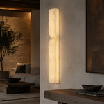 Sculpted Form Raw Stone Pillar Alabaster Wall Sconce by Dalmivik, product or room detail view