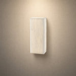 Lantern Box Compact Frame Alabaster Wall Sconce by Dalmivik, complete fixture view