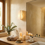 Lantern Box Compact Frame Alabaster Wall Sconce by Dalmivik, product or room detail view