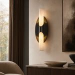 Oval Plate Duo Twin Opal Alabaster Wall Sconce by Dalmivik, complete fixture view