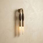 Pillar Light Ink Brush Alabaster Twin Wall Sconce by Dalmivik, complete fixture view
