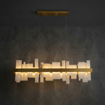 Hollis Modern Alabaster Linear Pendant Light by Dalmivik, complete fixture view