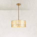 Brass Shell Drum Chandelier, 18 in - 18 in / Brass complete fixture