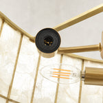Mother-of-Pearl Drum Pendant Light 18.1" in Aged brass, socket detail