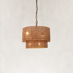 Natural Rattan Flush Mount Ceiling Light in Natural Brown - alternate angle
