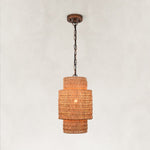 Natural Rattan Mini Pendant Light in Natural Brown - complete fixture