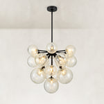 Nineteen-Light Glass Globe Chandelier 24" complete black fixture view