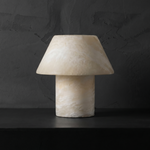 Pearl Modern Alabaster Table Lamp Mushroom by Dalmivik, complete fixture view