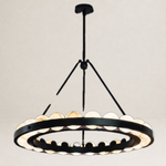 Orbita Modern Alabaster Round Chandelier by Dalmivik, complete fixture view
