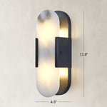 Black oval alabaster wall-sconce dimension drawing.