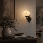 Sculpted Form Orb & Leaf Alabaster Wall Sconce by Dalmivik, product or room detail view