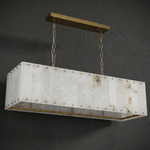 Vivian Modern Alabaster Rectangle Chandelier by Dalmivik, complete fixture view