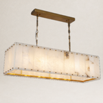 Vivian Modern Alabaster Rectangle Chandelier by Dalmivik, complete fixture view