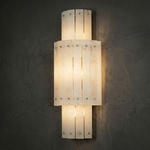 Vivian Alabaster Modern Tiered Wall Sconce by Dalmivik, complete fixture view